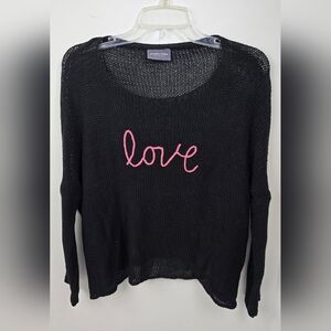 Wooden Ships Pink 'Love' Embroidery Sweater By Paola Beunoia Size XS